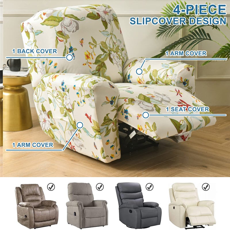 Eco-Ancheng Recliner Slipcovers 4-Pieces Lazyboy Recliner Covers Recliner Couch Covers Recliner Chair Cover Non Slip Reclining Slipcovers with Storage Pockets Furniture Protector for Living Room - Image 4
